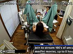 freshman donna leigh moans with hitachi vibrator orgasm from nurse in hospital! she gets close-up shaved pussy play with toys!!