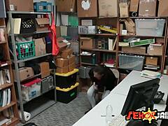teen brunette takes rough doggystyle pounding in shop office by cop