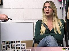 Watch this blonde housewife get caught stealing and fucked hard by the mall cop on CCTV!
