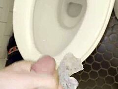 Roomate left her thongs in the bathroom. I masturbated with crazy hard dick and fucked her later.