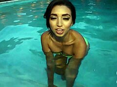 frida sante's out here enjoying a sensual poolside handjob on that big cock, her big tits and pussy lips all wet 😏