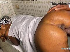 Horny housewife bends over and fucks the big black cock plumber in homemade video