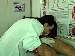 Brazilian nurse gets aroused by patient erection and licks his big cock in hospital