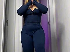 emotional display of latina's big butt in super tight leggings