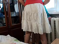 yeah, these two lesbian students were just fingering and strapon fucking in skirts when the teacher walked in and caught their wet pussy orgasm session.
