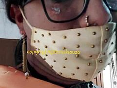 Indian Sexy Crossdresser Slut Lara Dsouza Engaging In Bdsm Anal Assfucking In Orange Satin Saree