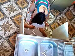 unfaithful wife takes rough sex from plumber in kitchen
