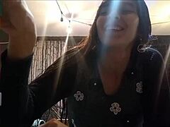 peruvian teen climbs stairs, shows ass, then gets cumshot in room.