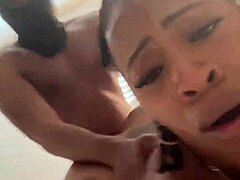 Sexy Busty Ebony Marrijanee with Big Natural Tits Gets Fucked Doggy Style by Friend