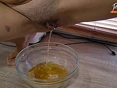 Watch this pissing compilation with shaved pussy masturbation!