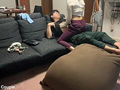 this couple in cohabitation captures their real sex with her riding wildly to orgasm