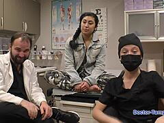 Dr. Tampa conducts entrance physical for Jasmine Rose at university