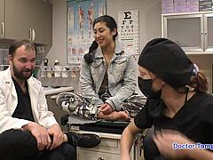 Dr. Tampa conducts entrance physical for Jasmine Rose at university