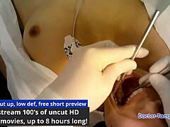 Dr. Tampa conducts entrance physical for Jasmine Rose at university