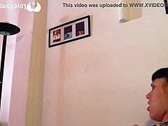 Oh man, this naughty babysitter is teasing with her thong and fingering herself wildly
