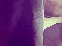 Chubby mature friend with big natural tits teases in bathroom striptease before quick hardcore lesbian spanking.