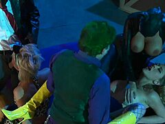 Superheroines enjoy group fun with heroes