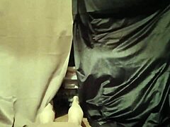 French Milf Maid in Stockings Teases with Solo Dildo Masturbation and Spanking. She Flashes Outdoors in Bondage Humiliation with Natural Tits Exposed.