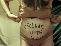 French Milf Maid in Stockings Teases with Solo Dildo Masturbation and Spanking. She Flashes Outdoors in Bondage Humiliation with Natural Tits Exposed.