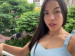 Rica colombiana orgasms in cowgirl lesbian creampie