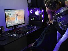 otaku slut gets fucked while playing fortnite