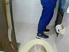 Wow, athletic latina peeing in public bathroom! Big ass alert!