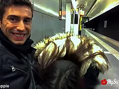 Cute Sexy Couple Risks Blowjob In Subway