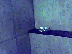 Asian slut wife masturbates with dildo and vibrator in gym shower