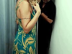 Milf Sneaks into Dressing Room for Wet Pussy Licking and Blowjob