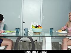 Detailed scene of freeusing stepmom nina dolci and stepsister jazmin luv in group action
