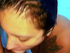 Wow, caught that hot Latina curvy chick by surprise in the shower for big cock blowjob and wet pussy action!