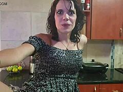 Curious Glimpse Under The Skirt While Enjoying A Smoke In The Kitchen