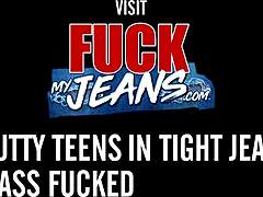hot ginger european slut in tight jeans gets banged hard