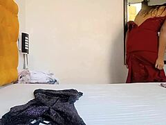 Peruvian teen records stepdad watching her try on clothes before taking his cock in her wet shaved pussy