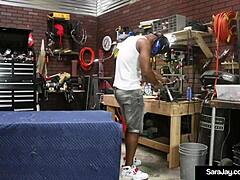pawg milf sara jay gets dick drilled by garage dudes big thick dick