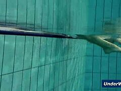 these horny czech girls start stripping each other down in the pool, getting all nude and playful underwater in their bikinis