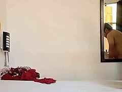 Peruvian teen records stepdad watching her try on clothes before taking his cock in her wet shaved pussy