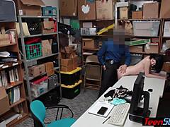 pale teen punished by officer at work