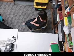 Cute Brunette Teen Shoplifter Undergoes Strip Search and Encounters Monster Cock - Penelope Reed