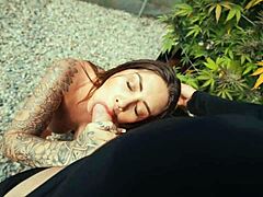 Sara Blonde enjoys outdoor passion with big natural tits.