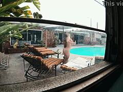 Gigi Breeze CAUGHT NAKED sunbathing then SUCKS and GAGS on cock in public pool with hardcore choking!