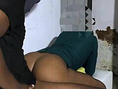 Ebony slender milf gets fucked with tight wet pussy and cum on ass in sexy dancing session!