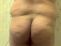 Gay Guy Takes a Steamy Shower with Big Cock and Ass Focus