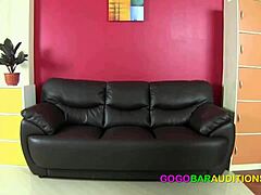 Perky Thai girl gets interviewed for gogo bar job. Then fucked missionary in casting.