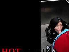 Colombian milf tempts with big tits anal in elevator but hides it from her cuckold husband