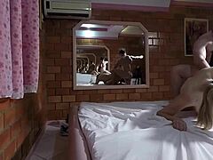so this latina starts dancing seductively then uses the sex machine before blowing and fucking the gogo boy hard