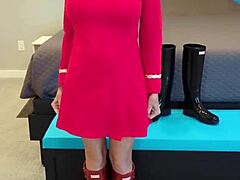 she was boldly going on a casual adventure. exploring new places in her dress and boots.