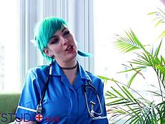 Blue Haired Alternative Nurse Takes Care Of Your Cock In Appointment