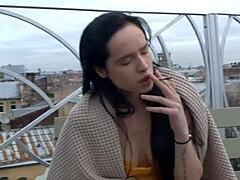 This teen flapper greedily sucks her stepbrother's cock in fantasy roleplay before vaginal sex doggystyle