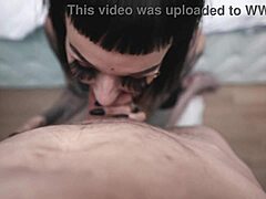 Sexy Finnish petite 18+ goth girl dives into her first sex tape with rough doggystyle and face fucking 😈
